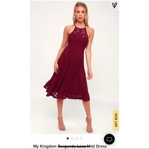 My Kingdom Burgundy Lace Midi Dress